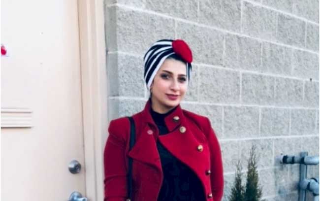 Marwah Alobaidi in red jacket