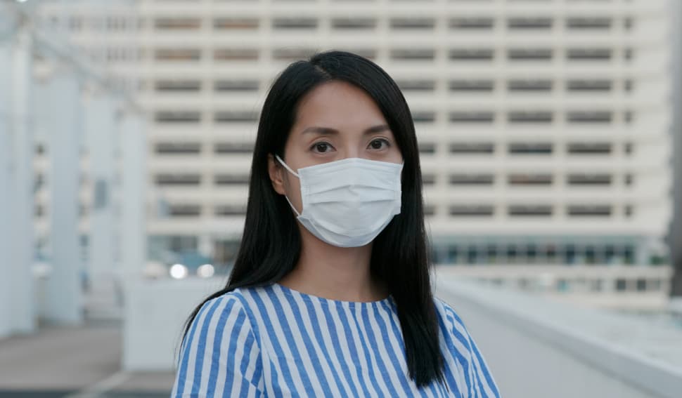 Asian woman with face mask