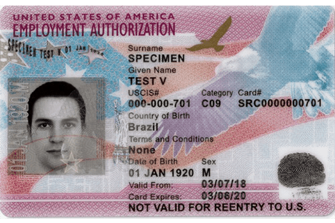 EAD work permit card